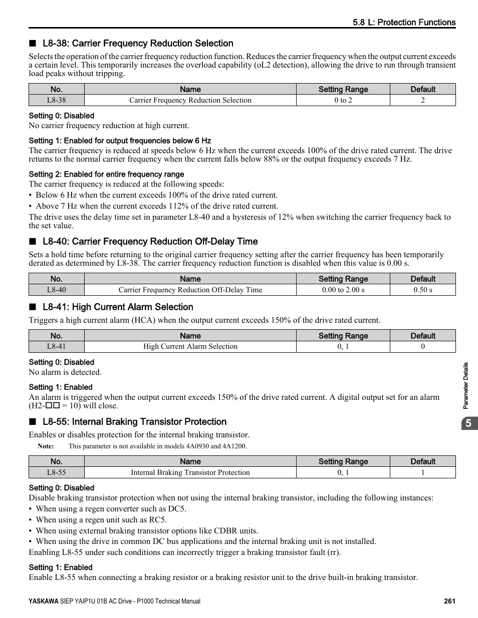 Yaskawa AC Drive-P1000 Industrial Fan User Manual | Page 261 / 570