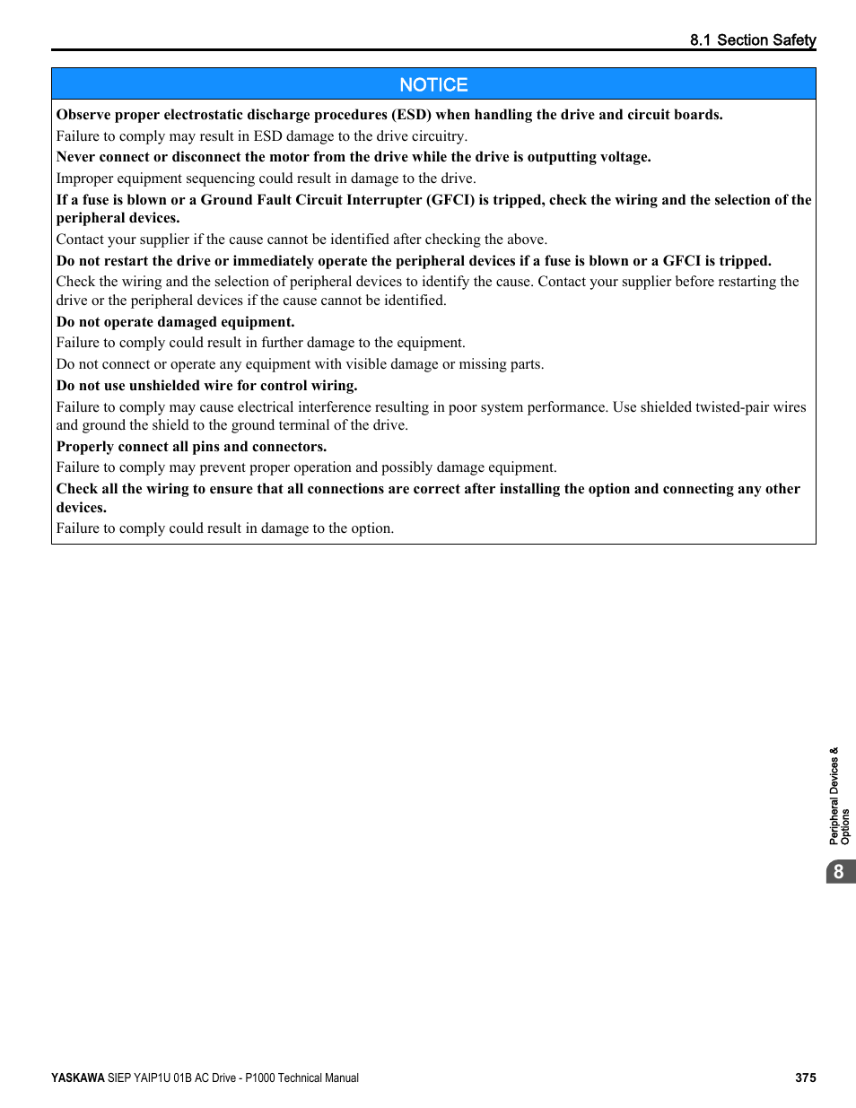 Notice | Yaskawa AC Drive-P1000 Industrial Fan User Manual | Page 375 / 570