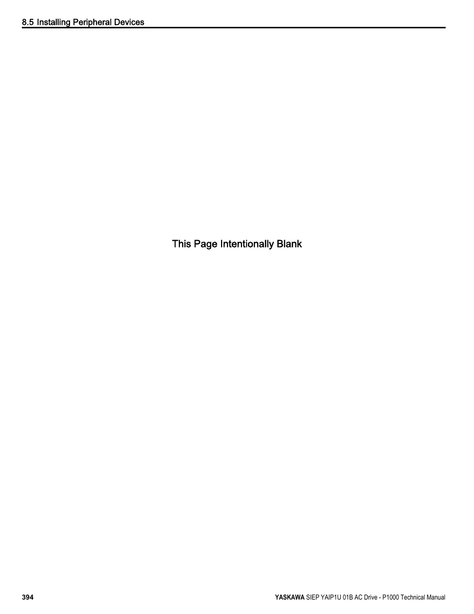 This page intentionally blank | Yaskawa AC Drive-P1000 Industrial Fan User Manual | Page 394 / 570