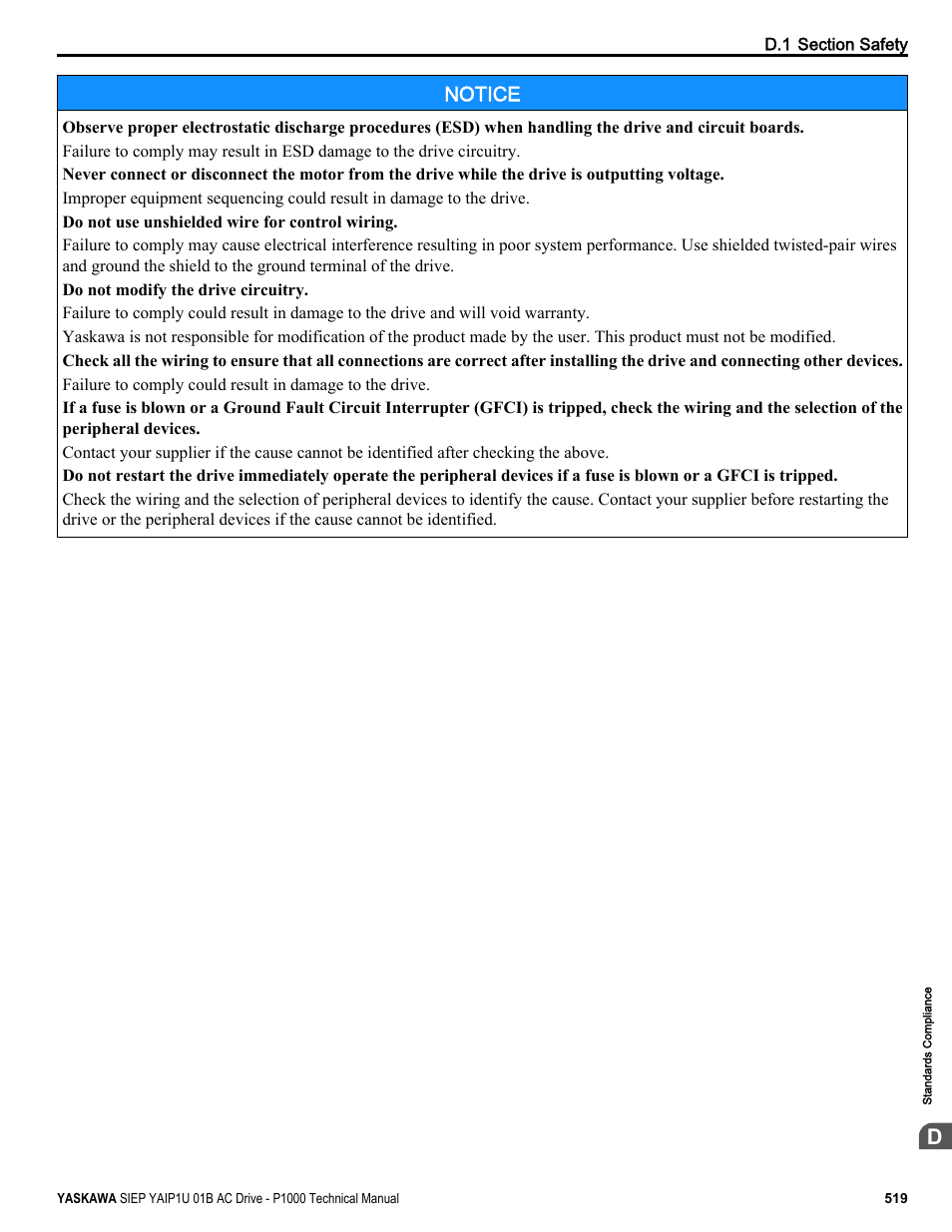 Notice | Yaskawa AC Drive-P1000 Industrial Fan User Manual | Page 519 / 570