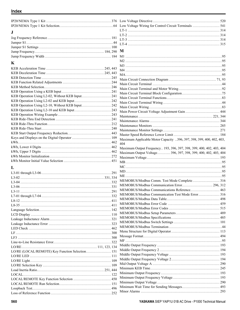 Yaskawa AC Drive-P1000 Industrial Fan User Manual | Page 560 / 570