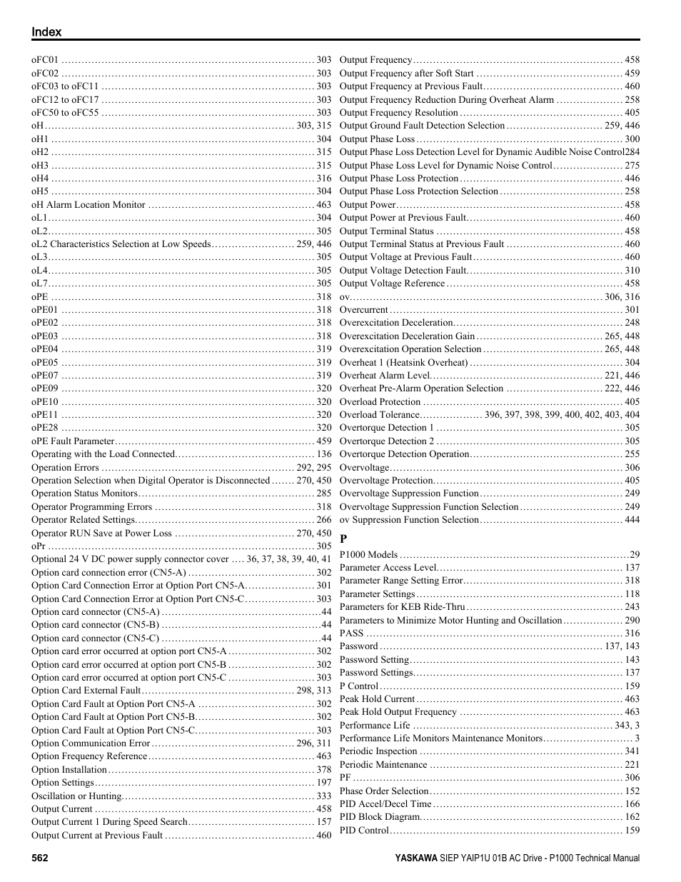 Yaskawa AC Drive-P1000 Industrial Fan User Manual | Page 562 / 570