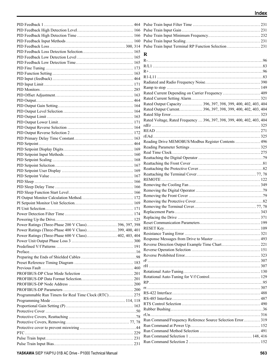 Yaskawa AC Drive-P1000 Industrial Fan User Manual | Page 563 / 570