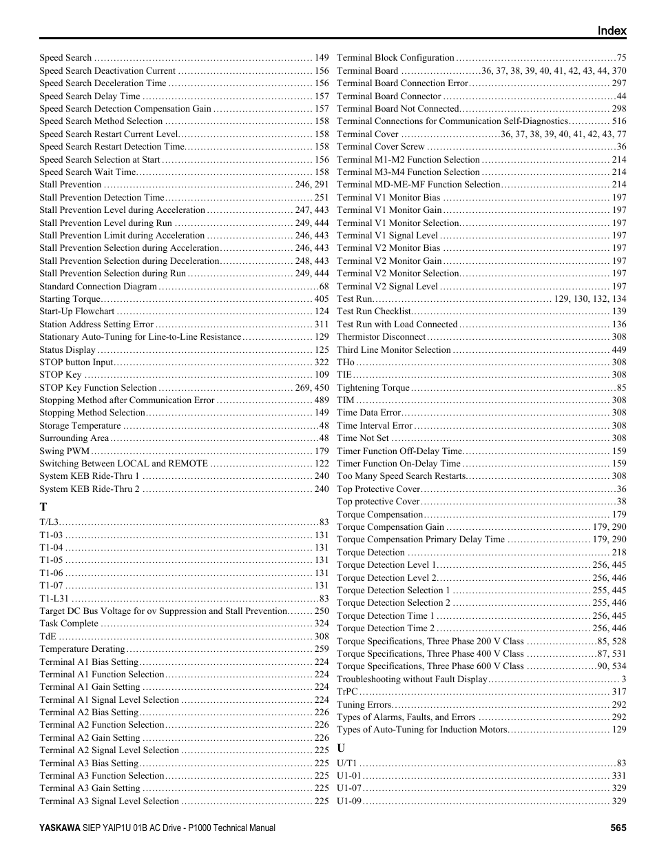 Yaskawa AC Drive-P1000 Industrial Fan User Manual | Page 565 / 570
