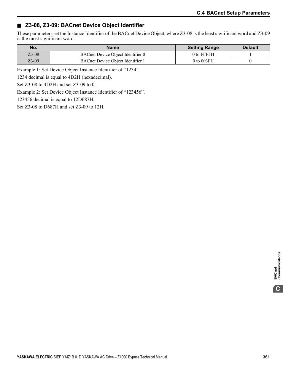 Yaskawa AC Drive Z1000 Bypass Technical Manual User Manual | Page 361 / 462