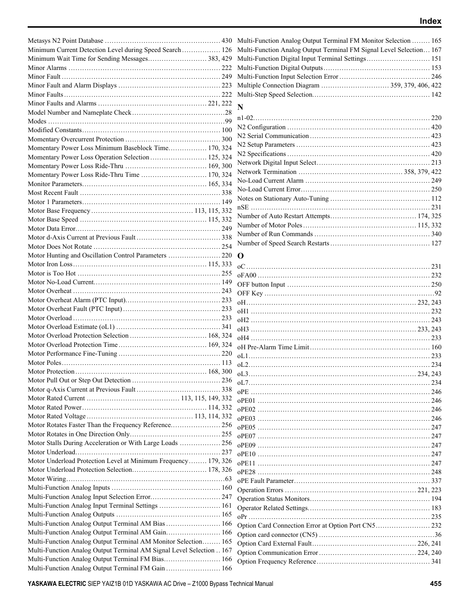 Yaskawa AC Drive Z1000 Bypass Technical Manual User Manual | Page 455 / 462