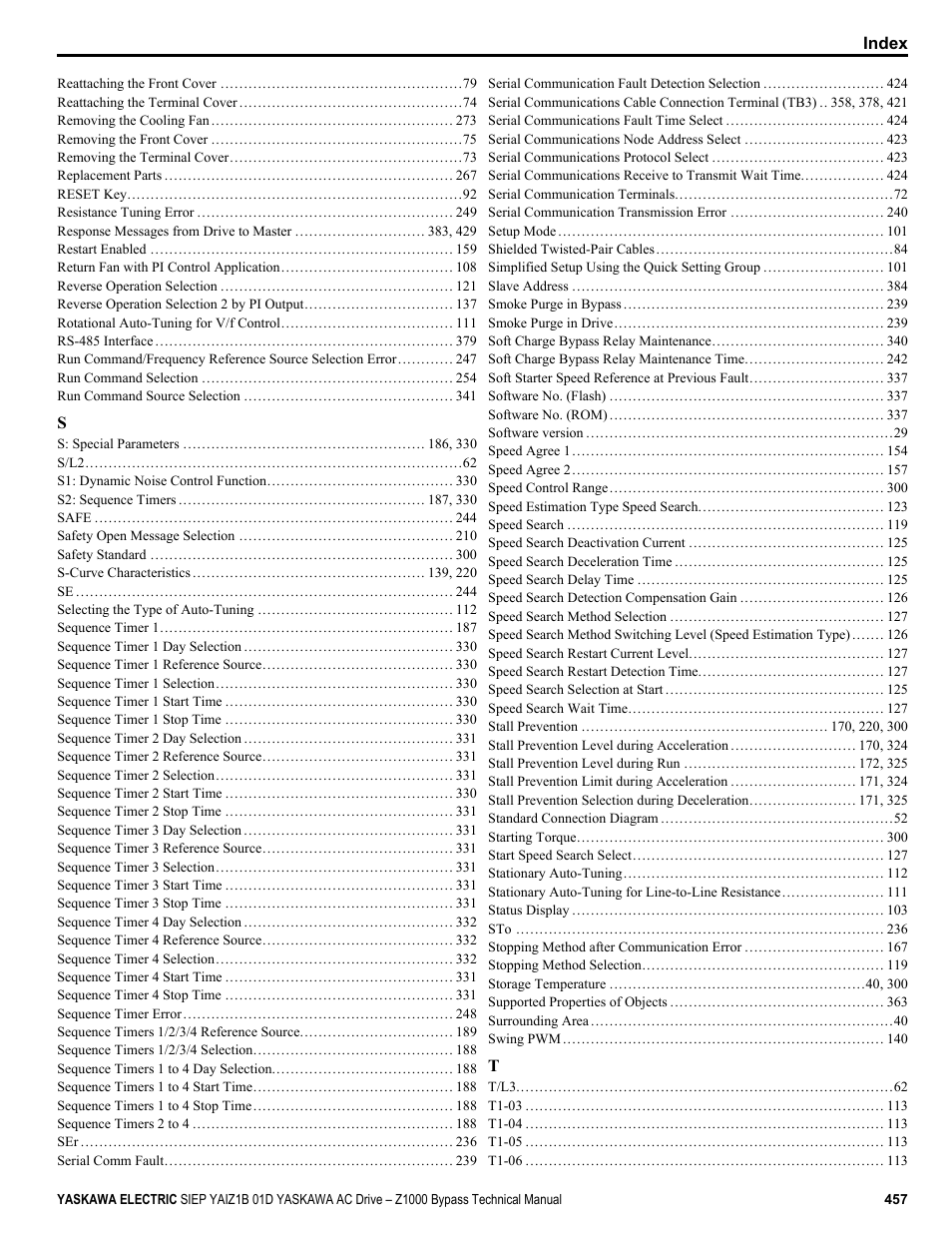 Yaskawa AC Drive Z1000 Bypass Technical Manual User Manual | Page 457 / 462