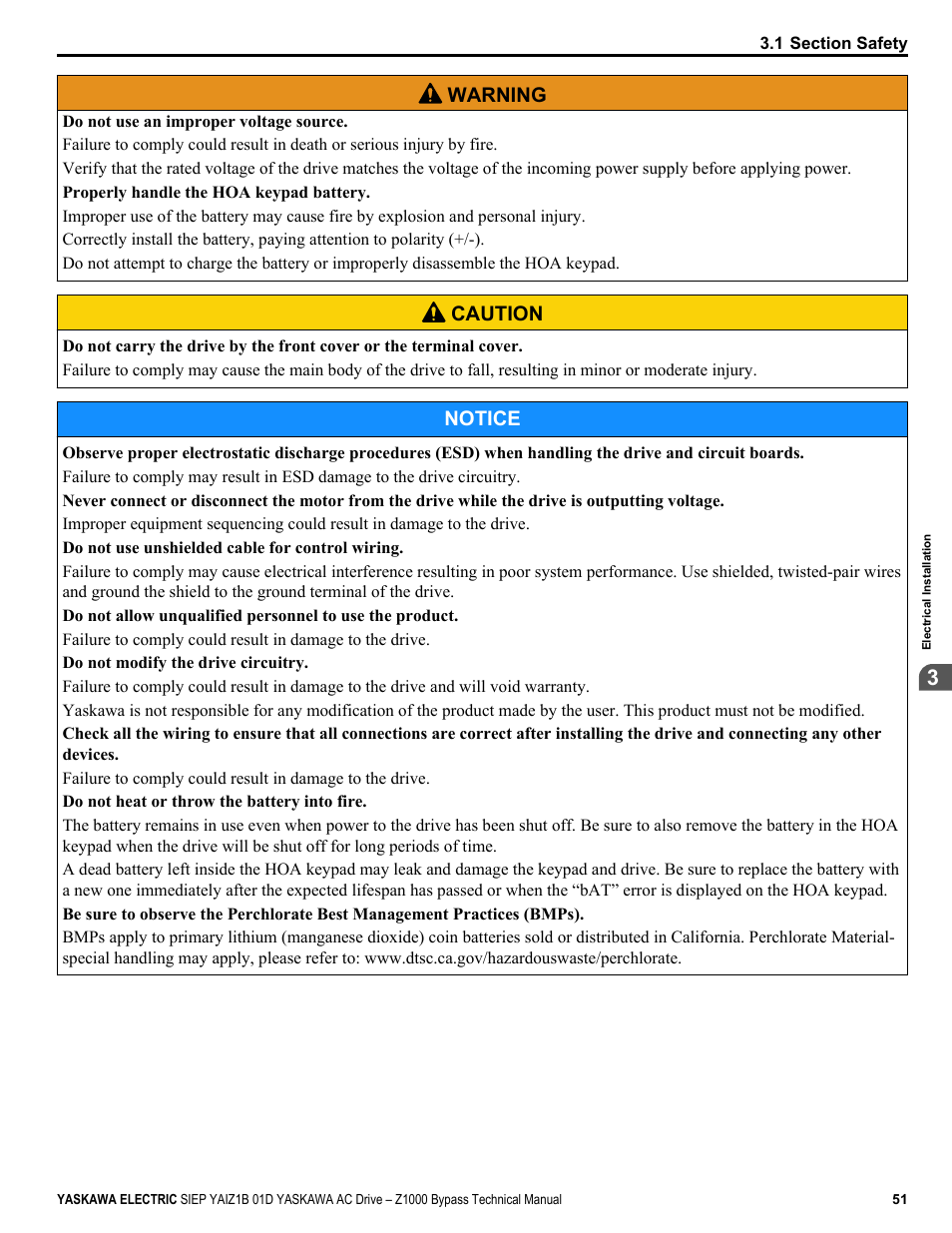 Yaskawa AC Drive Z1000 Bypass Technical Manual User Manual | Page 51 / 462