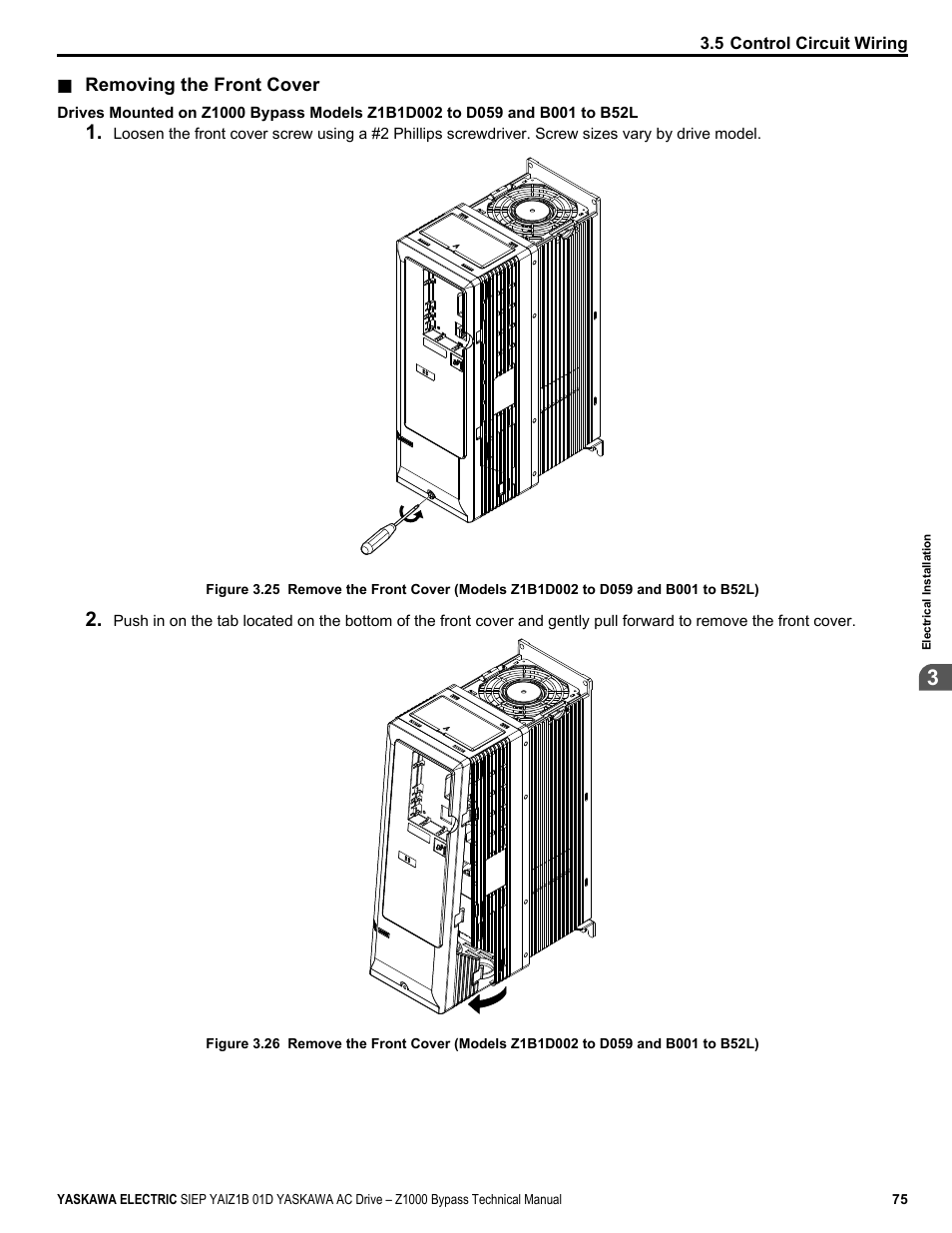 Yaskawa AC Drive Z1000 Bypass Technical Manual User Manual | Page 75 / 462