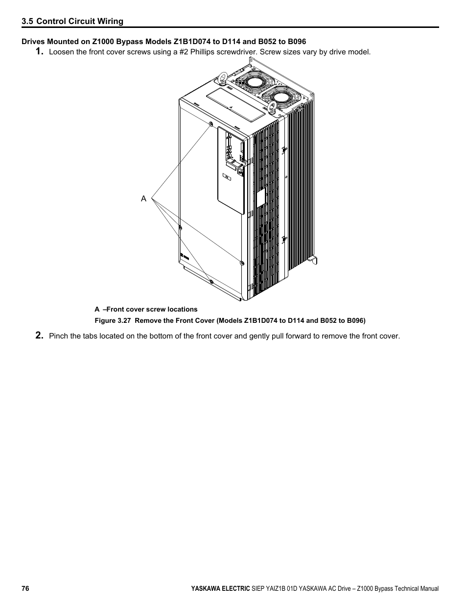 Yaskawa AC Drive Z1000 Bypass Technical Manual User Manual | Page 76 / 462