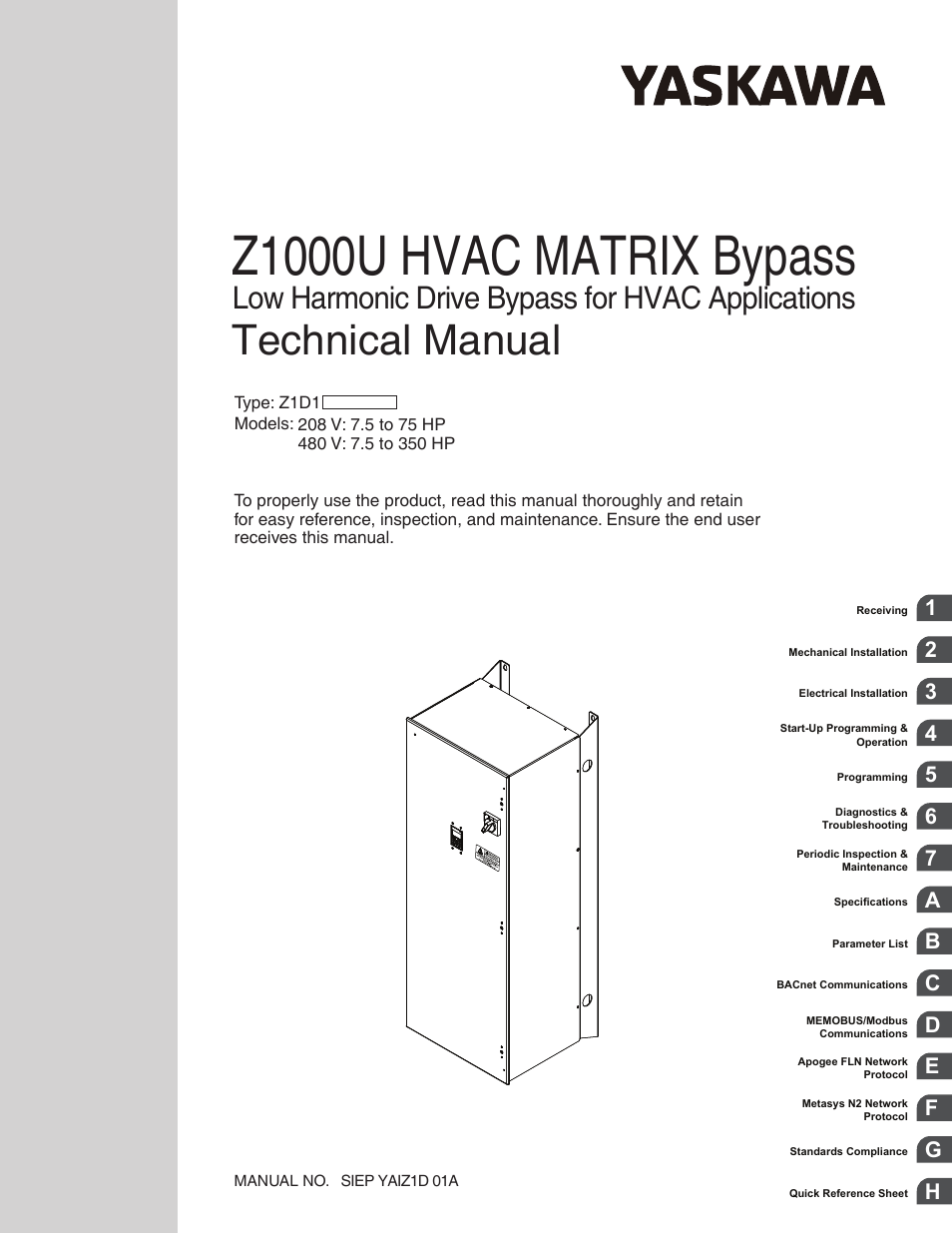 Yaskawa Z1000U HVAC Matrix Bypass User Manual | 472 pages