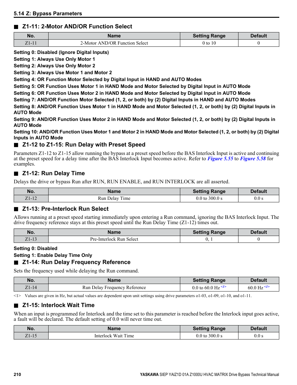 Yaskawa Z1000U HVAC Matrix Bypass User Manual | Page 210 / 472