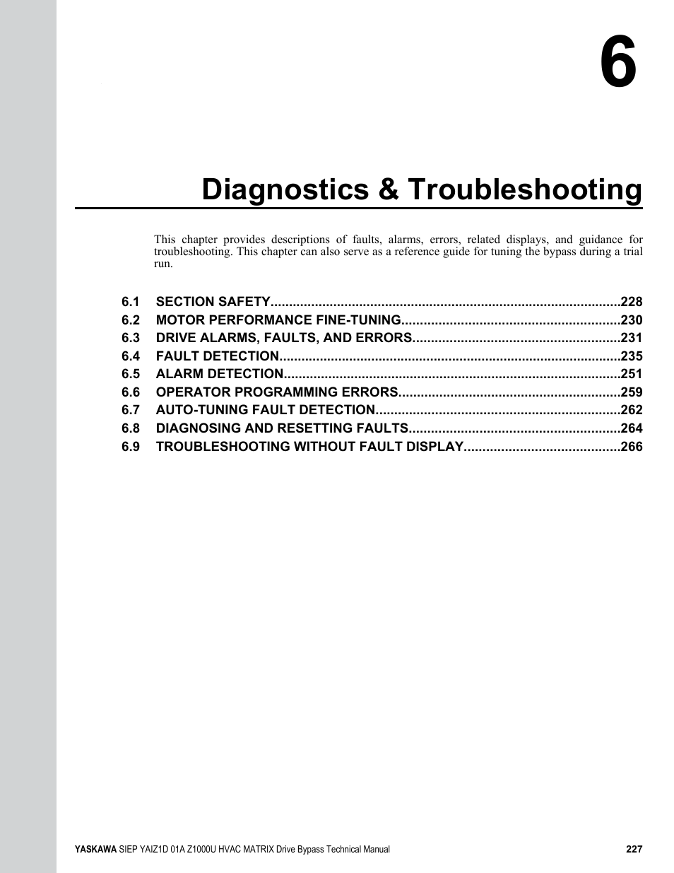 Diagnostics & troubleshooting | Yaskawa Z1000U HVAC Matrix Bypass User Manual | Page 227 / 472