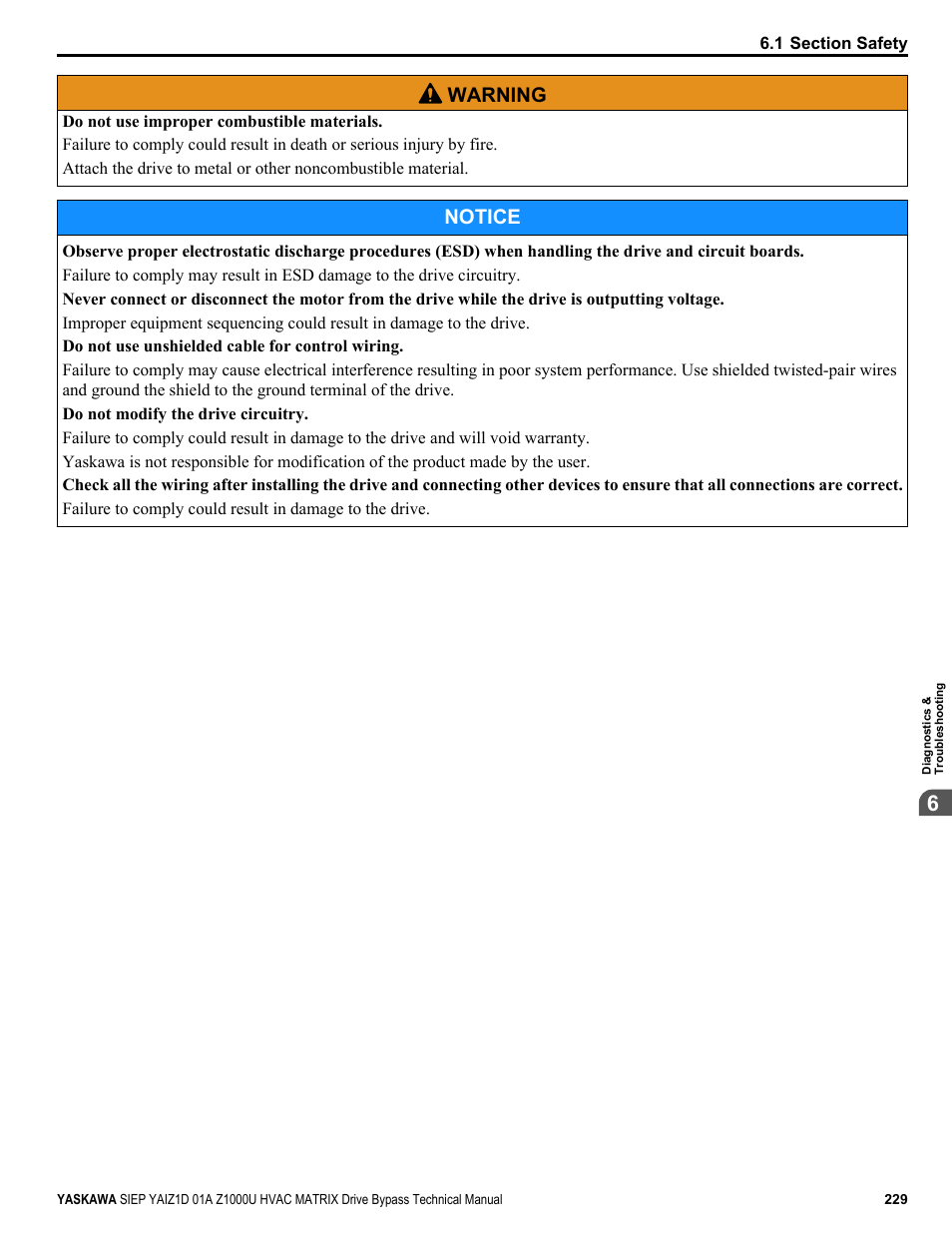 Yaskawa Z1000U HVAC Matrix Bypass User Manual | Page 229 / 472