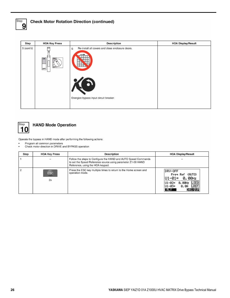 Yaskawa Z1000U HVAC Matrix Bypass User Manual | Page 26 / 472