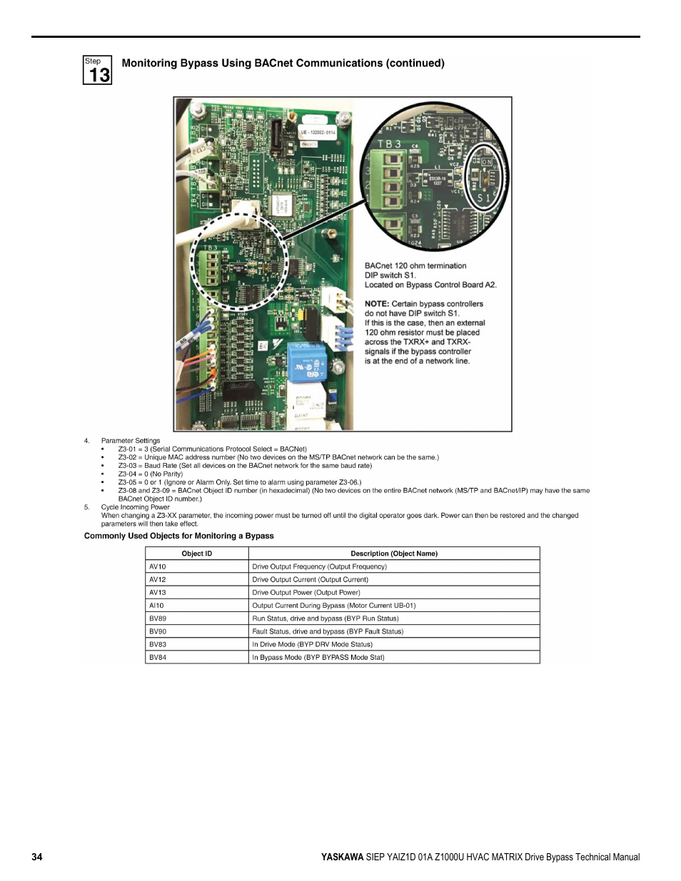 Yaskawa Z1000U HVAC Matrix Bypass User Manual | Page 34 / 472