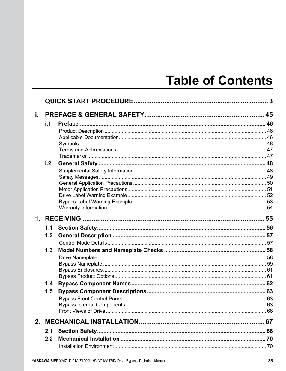 Yaskawa Z1000U HVAC Matrix Bypass User Manual | Page 35 / 472