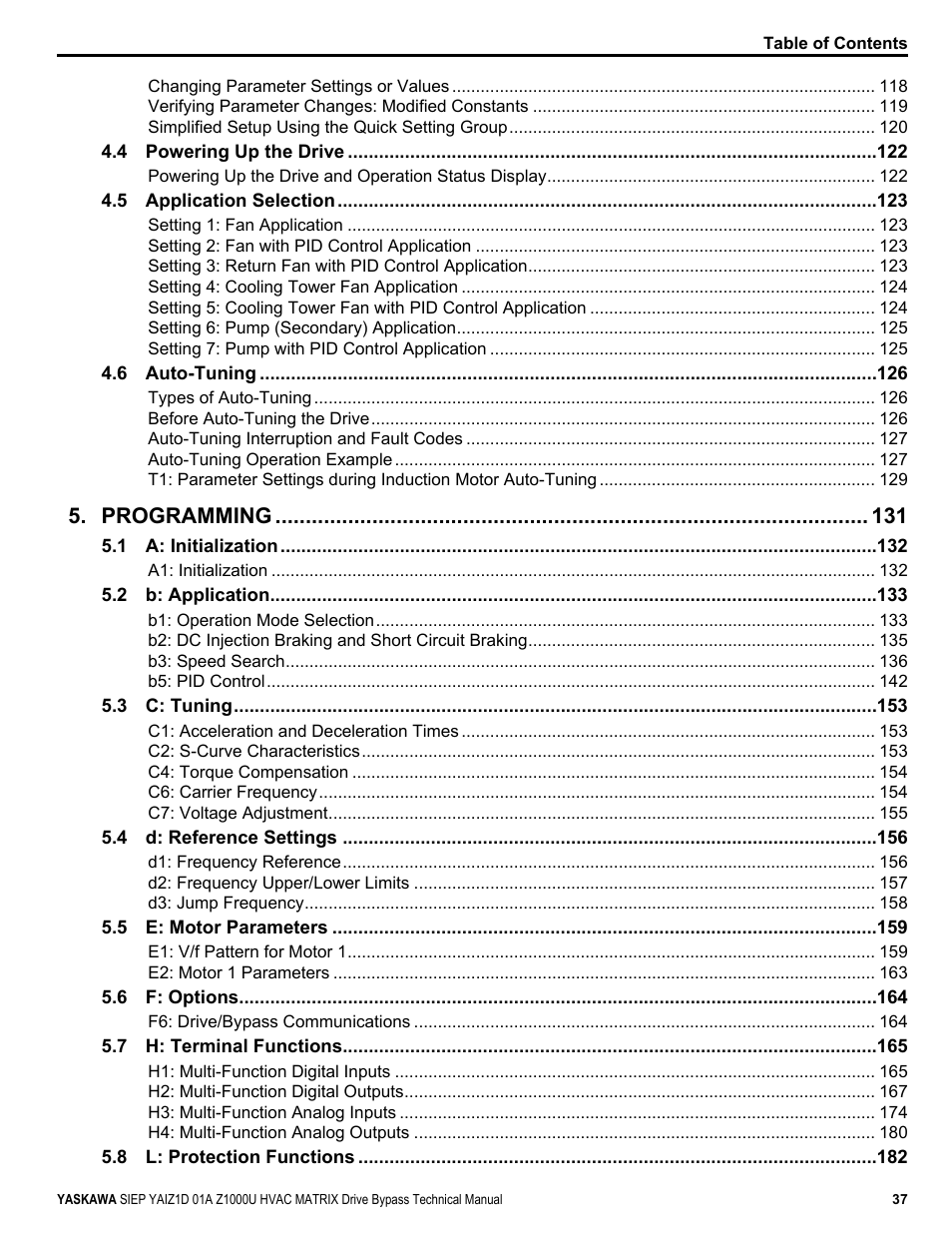 Programming | Yaskawa Z1000U HVAC Matrix Bypass User Manual | Page 37 / 472