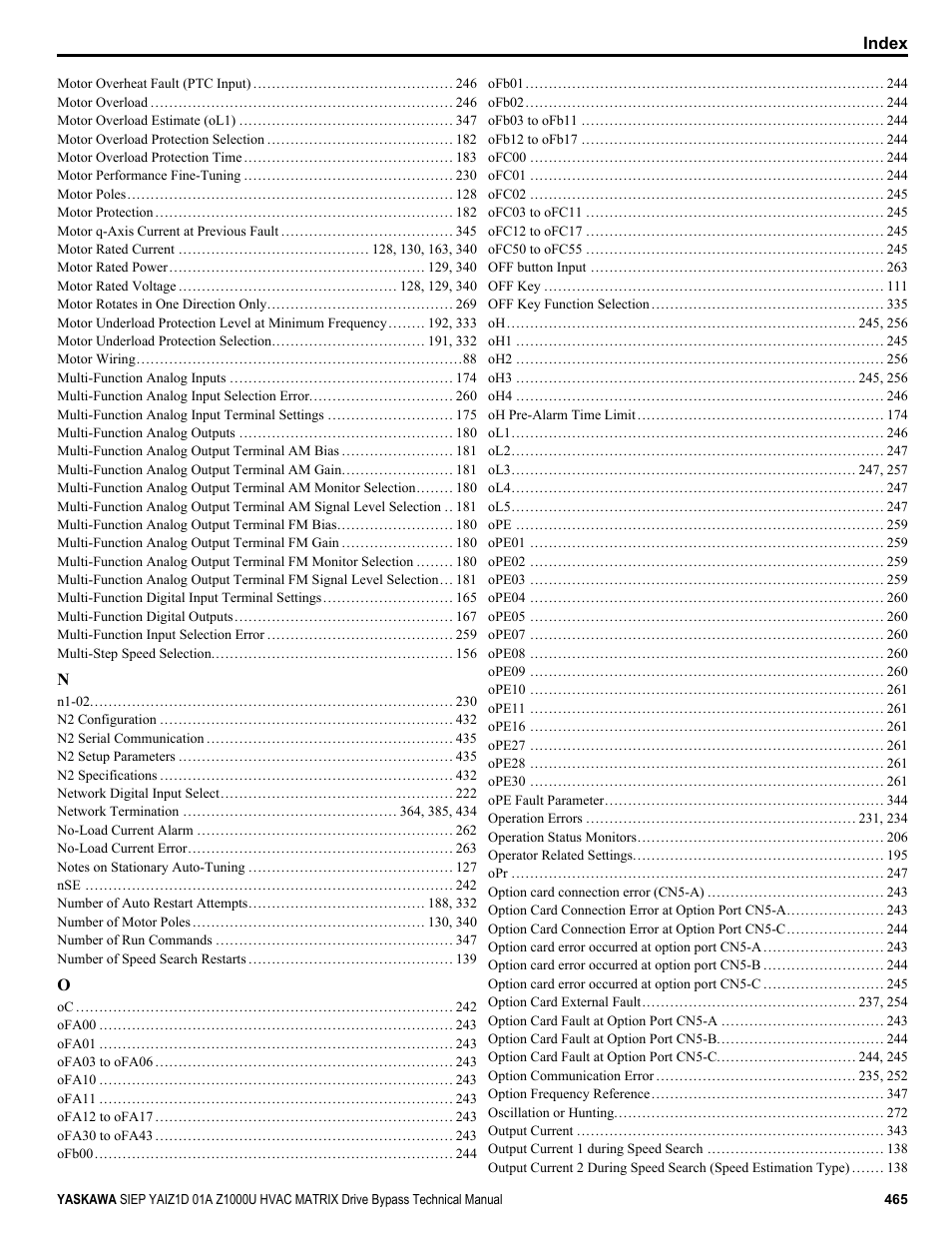 Yaskawa Z1000U HVAC Matrix Bypass User Manual | Page 465 / 472