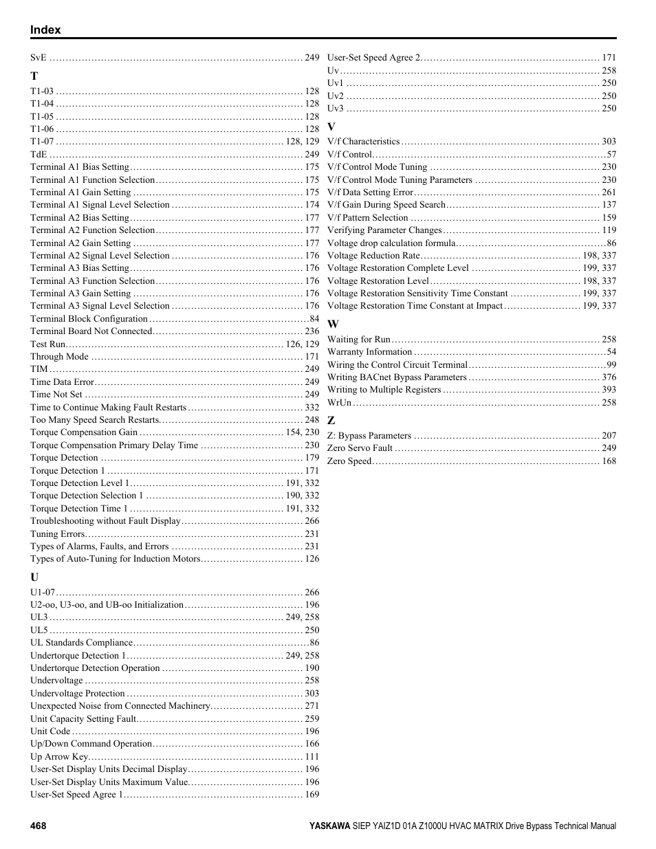 Yaskawa Z1000U HVAC Matrix Bypass User Manual | Page 468 / 472
