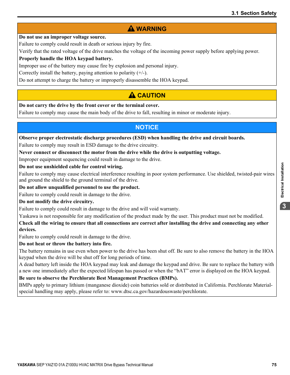 Yaskawa Z1000U HVAC Matrix Bypass User Manual | Page 75 / 472
