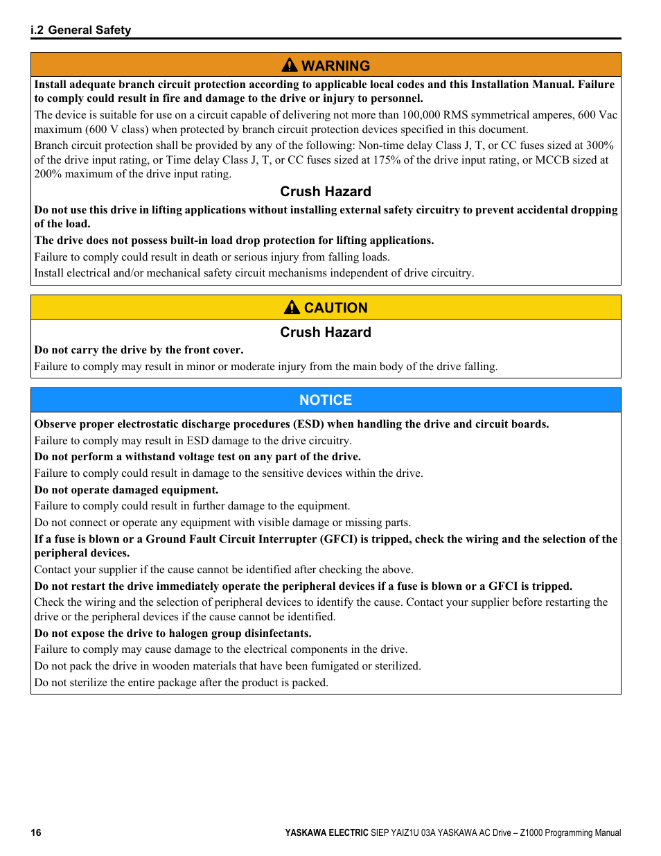 Yaskawa AC Drive Z1000 AC Drive HVAC Fan User Manual | Page 16 / 340
