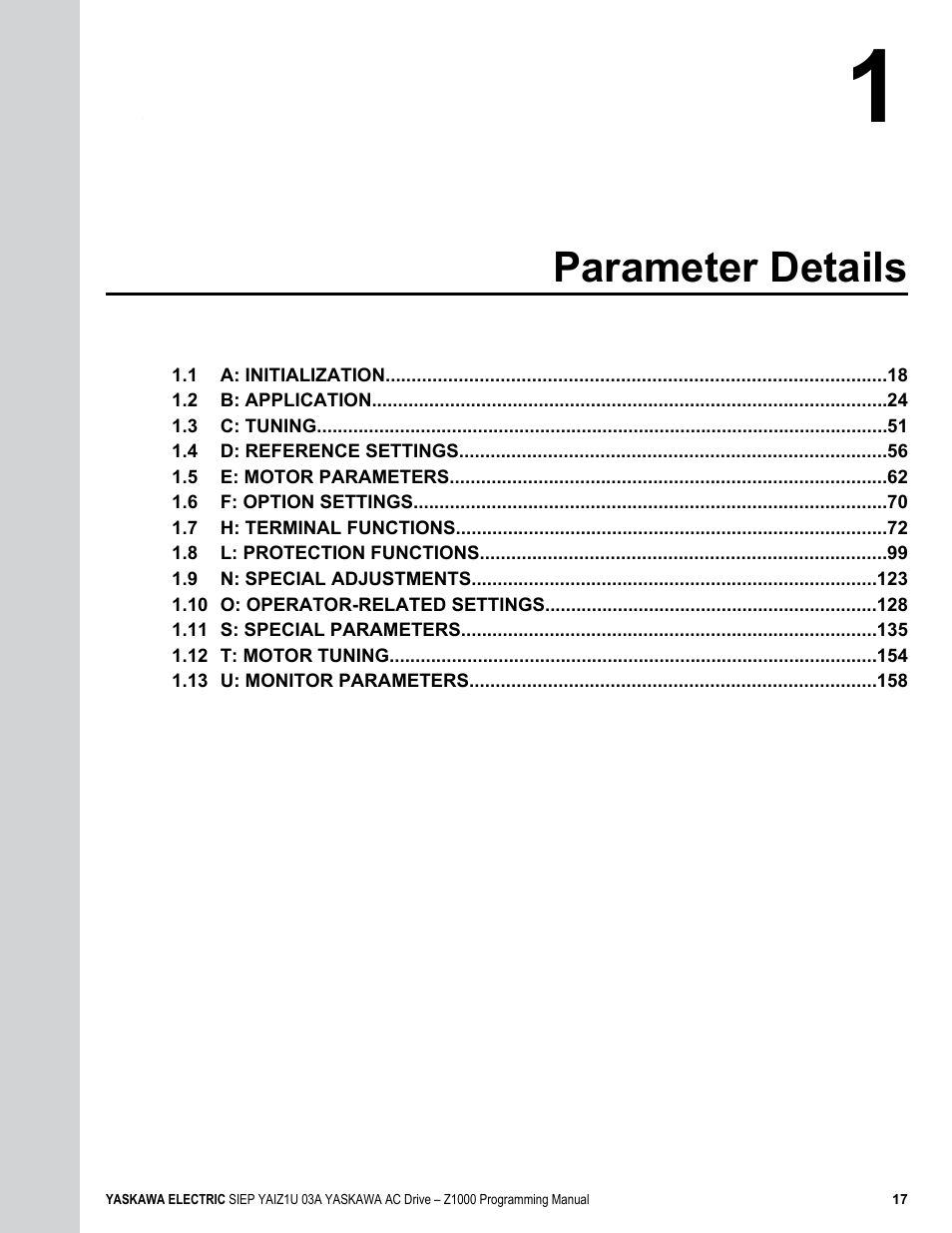Parameter details | Yaskawa AC Drive Z1000 AC Drive HVAC Fan User Manual | Page 17 / 340