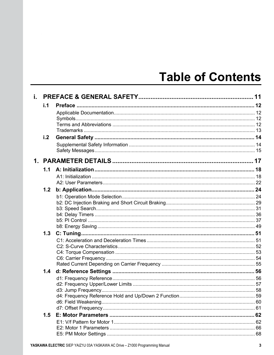 Yaskawa AC Drive Z1000 AC Drive HVAC Fan User Manual | Page 3 / 340