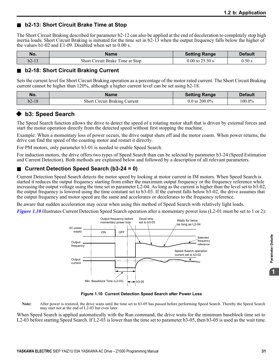 B3: speed search | Yaskawa AC Drive Z1000 AC Drive HVAC Fan User Manual | Page 31 / 340