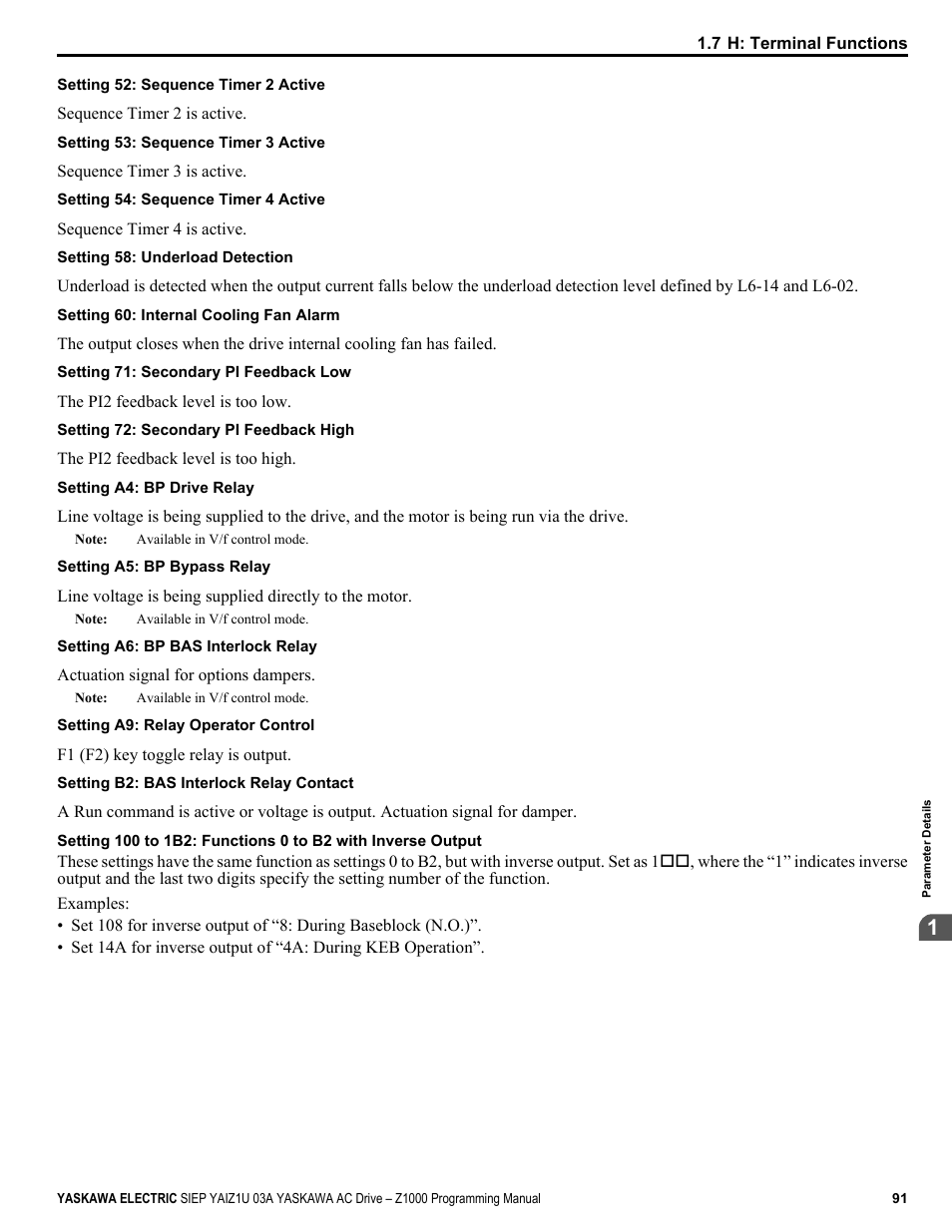 Yaskawa AC Drive Z1000 AC Drive HVAC Fan User Manual | Page 91 / 340