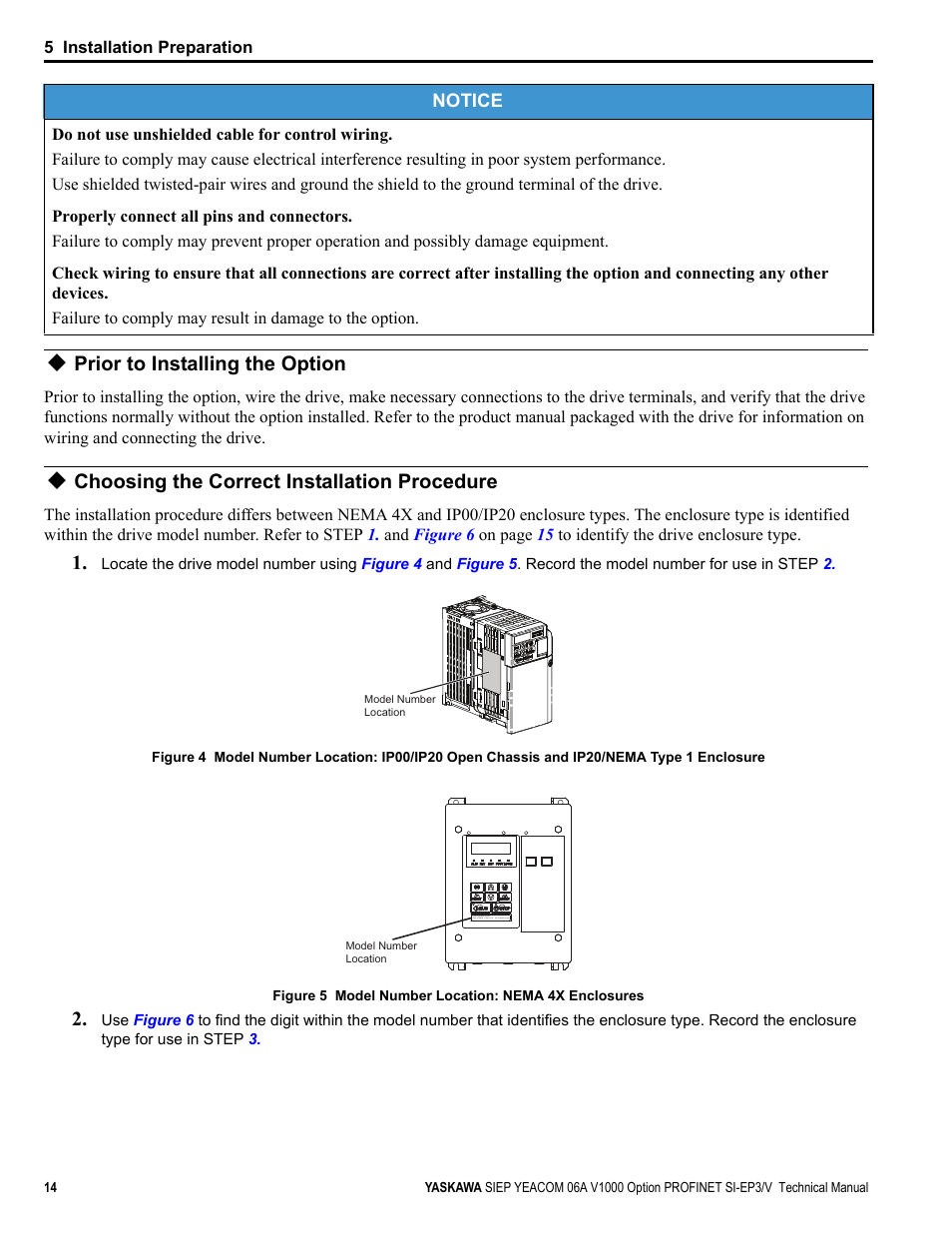 Prior to installing the option, Choosing the correct installation procedure | Yaskawa V1000-Series Option SI-EP3/V PROFINET User Manual | Page 14 / 72