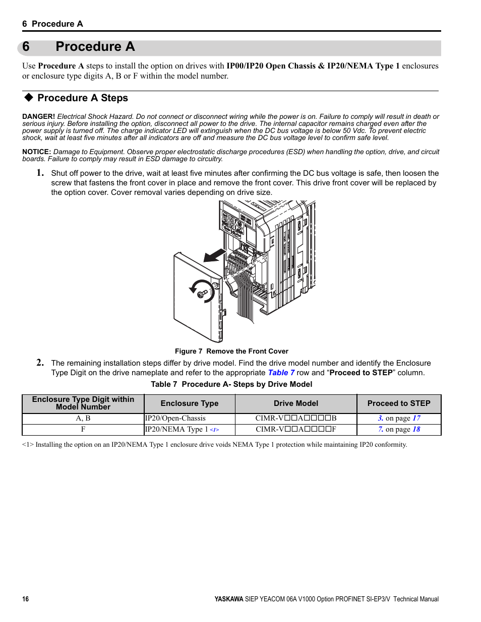 6 procedure a, Procedure a steps, Procedure a | 6procedure a | Yaskawa V1000-Series Option SI-EP3/V PROFINET User Manual | Page 16 / 72