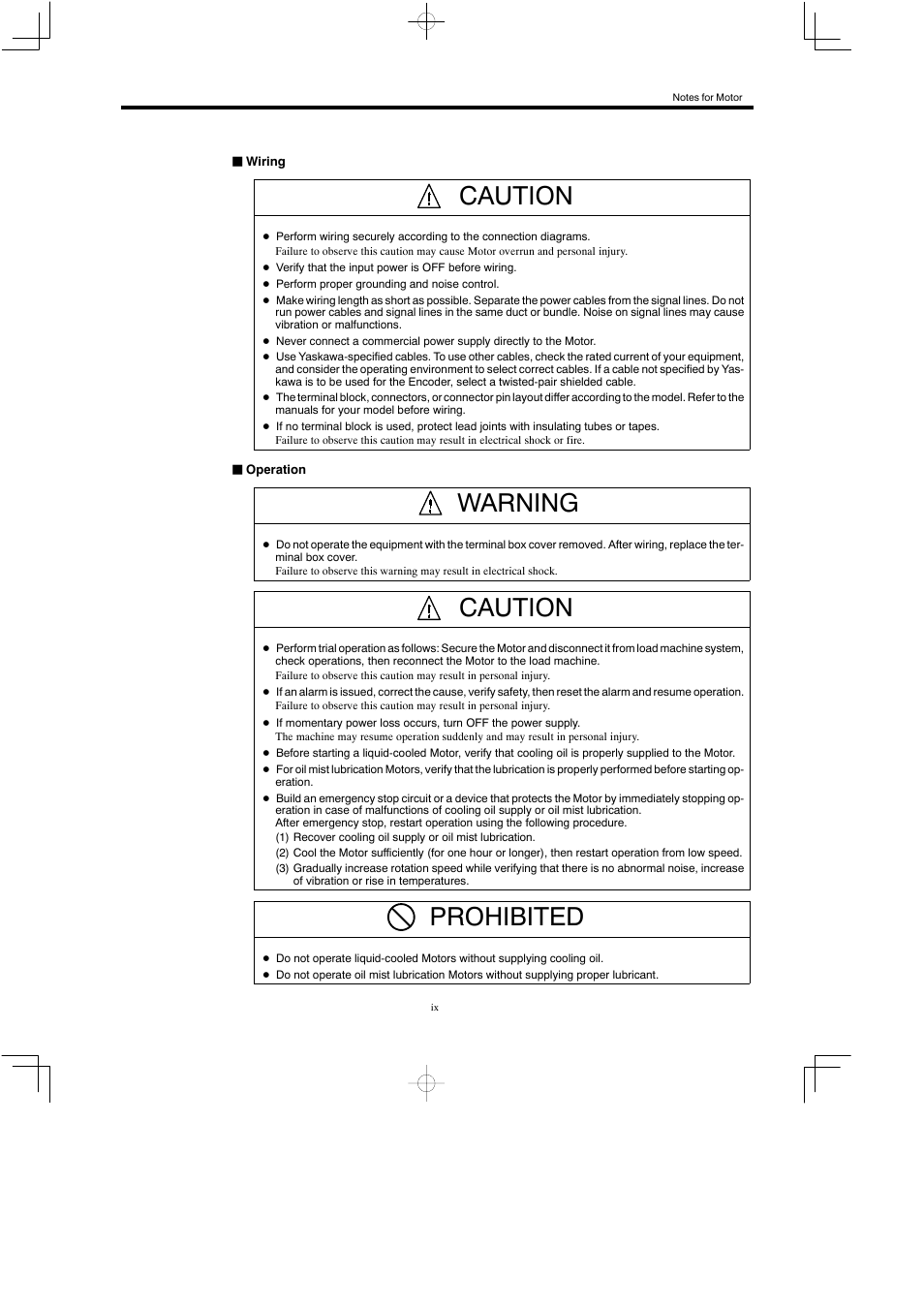 Caution, Warning, Prohibited | Yaskawa Varispeed 626M5 User Manual | Page 10 / 305