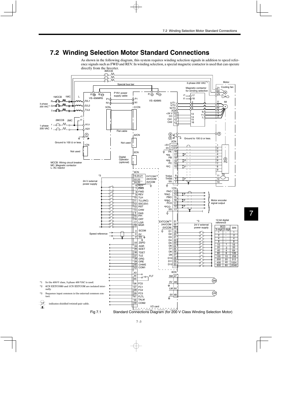 2 winding selection motor standard connections | Yaskawa Varispeed 626M5 User Manual | Page 126 / 305