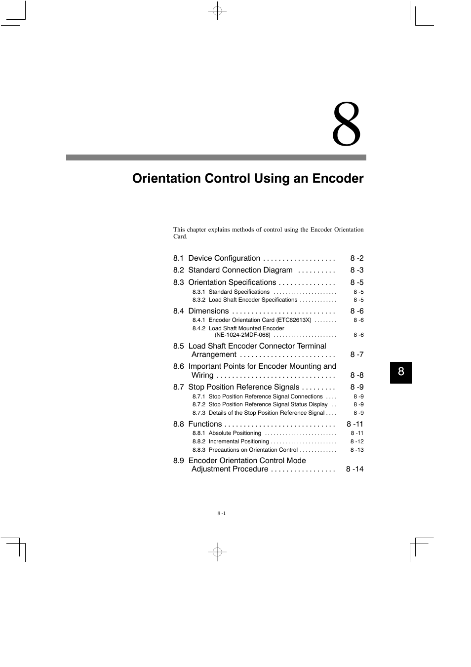 8 orientation control using an encoder, Orientation control using an encoder | Yaskawa Varispeed 626M5 User Manual | Page 135 / 305
