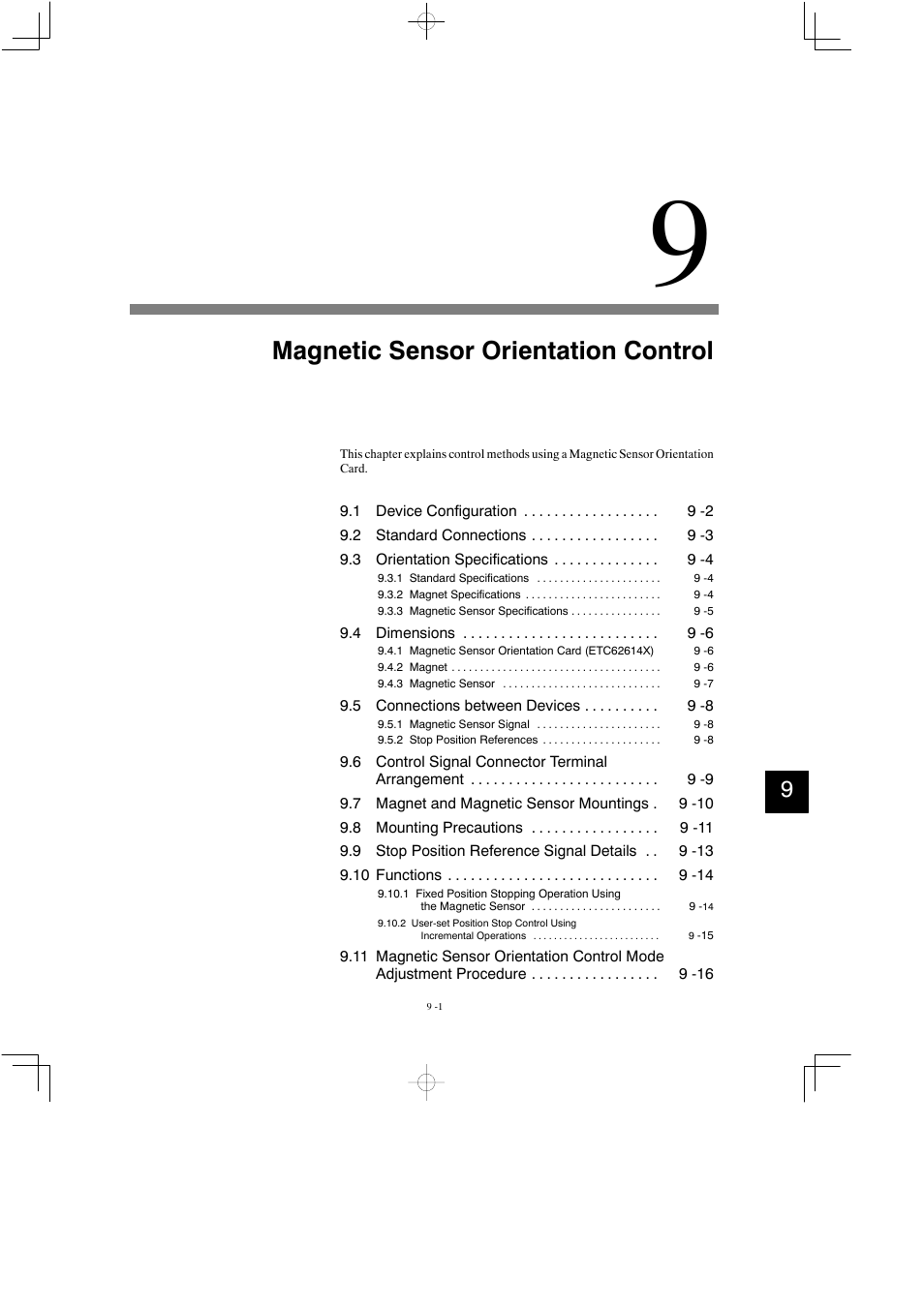 9 magnetic sensor orientation control, Magnetic sensor orientation control | Yaskawa Varispeed 626M5 User Manual | Page 150 / 305