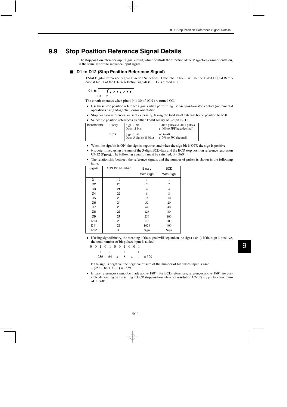 9 stop position reference signal details | Yaskawa Varispeed 626M5 User Manual | Page 162 / 305