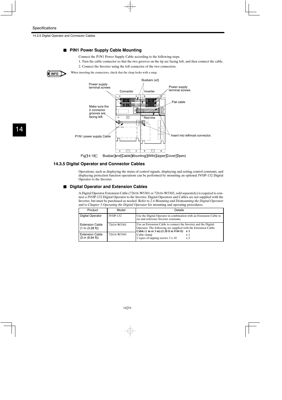 5 digital operator and connector cables | Yaskawa Varispeed 626M5 User Manual | Page 258 / 305