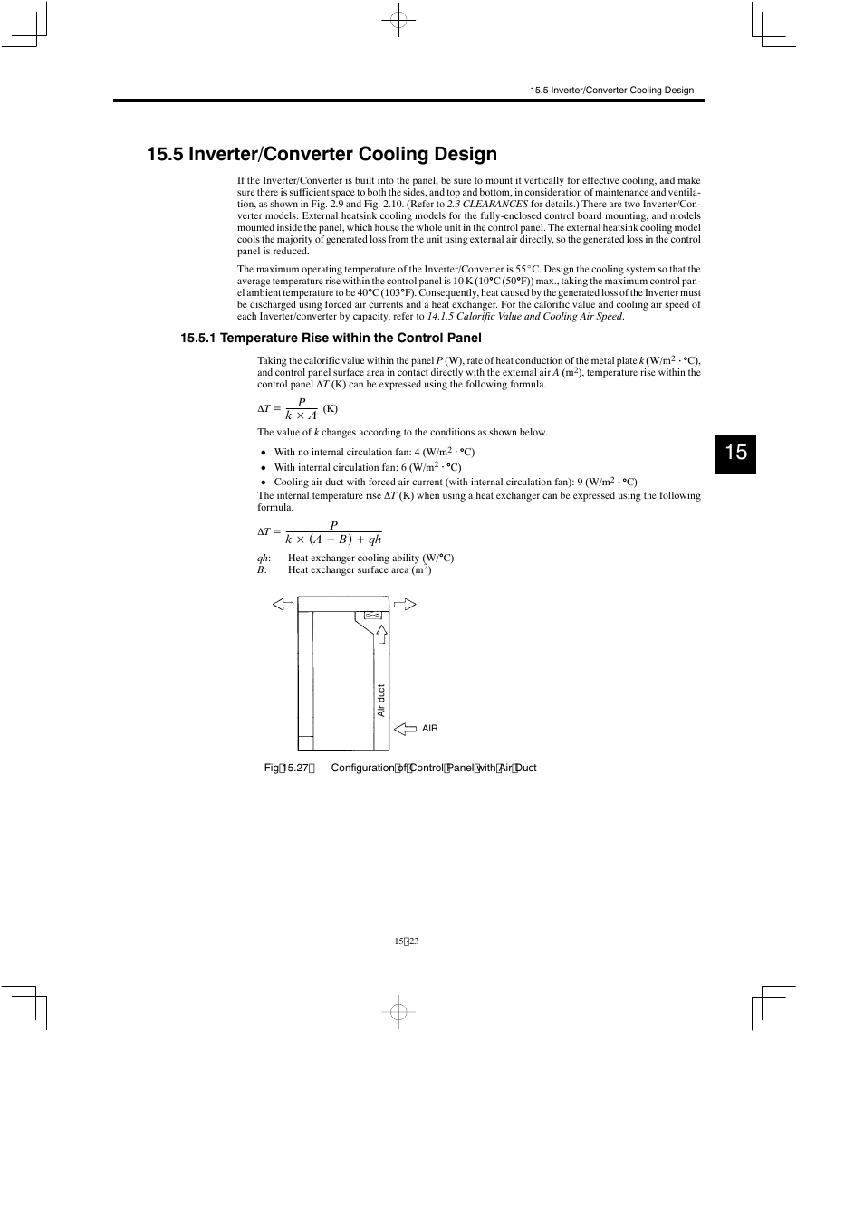 5 inverter/converter cooling design, 1 temperature rise within the control panel | Yaskawa Varispeed 626M5 User Manual | Page 295 / 305