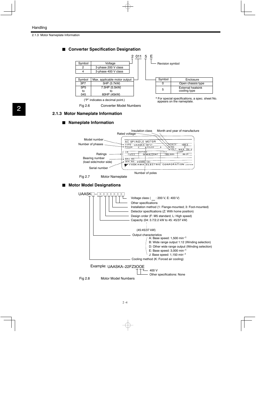3 motor nameplate information | Yaskawa Varispeed 626M5 User Manual | Page 33 / 305
