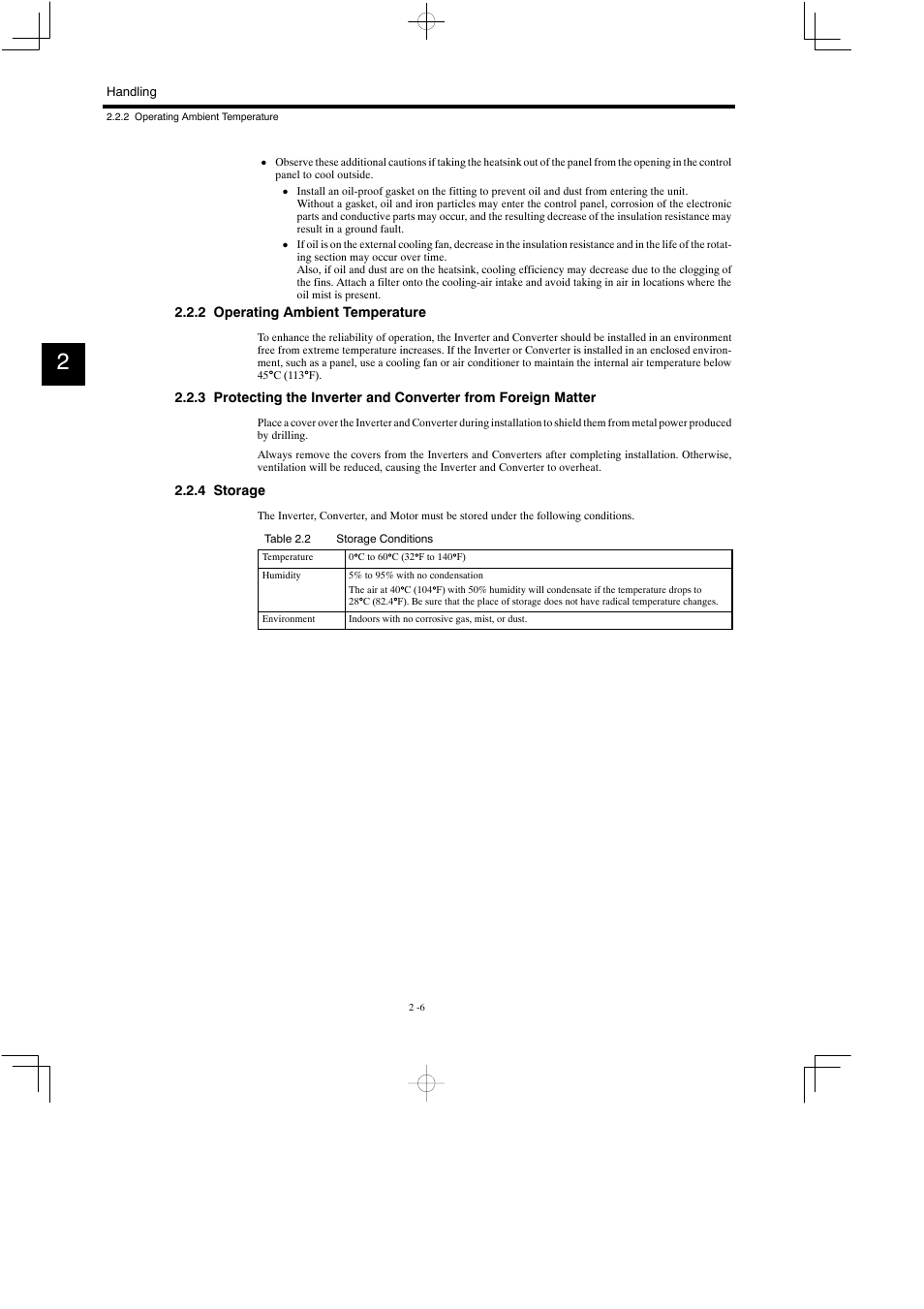 2 operating ambient temperature, 4 storage | Yaskawa Varispeed 626M5 User Manual | Page 35 / 305