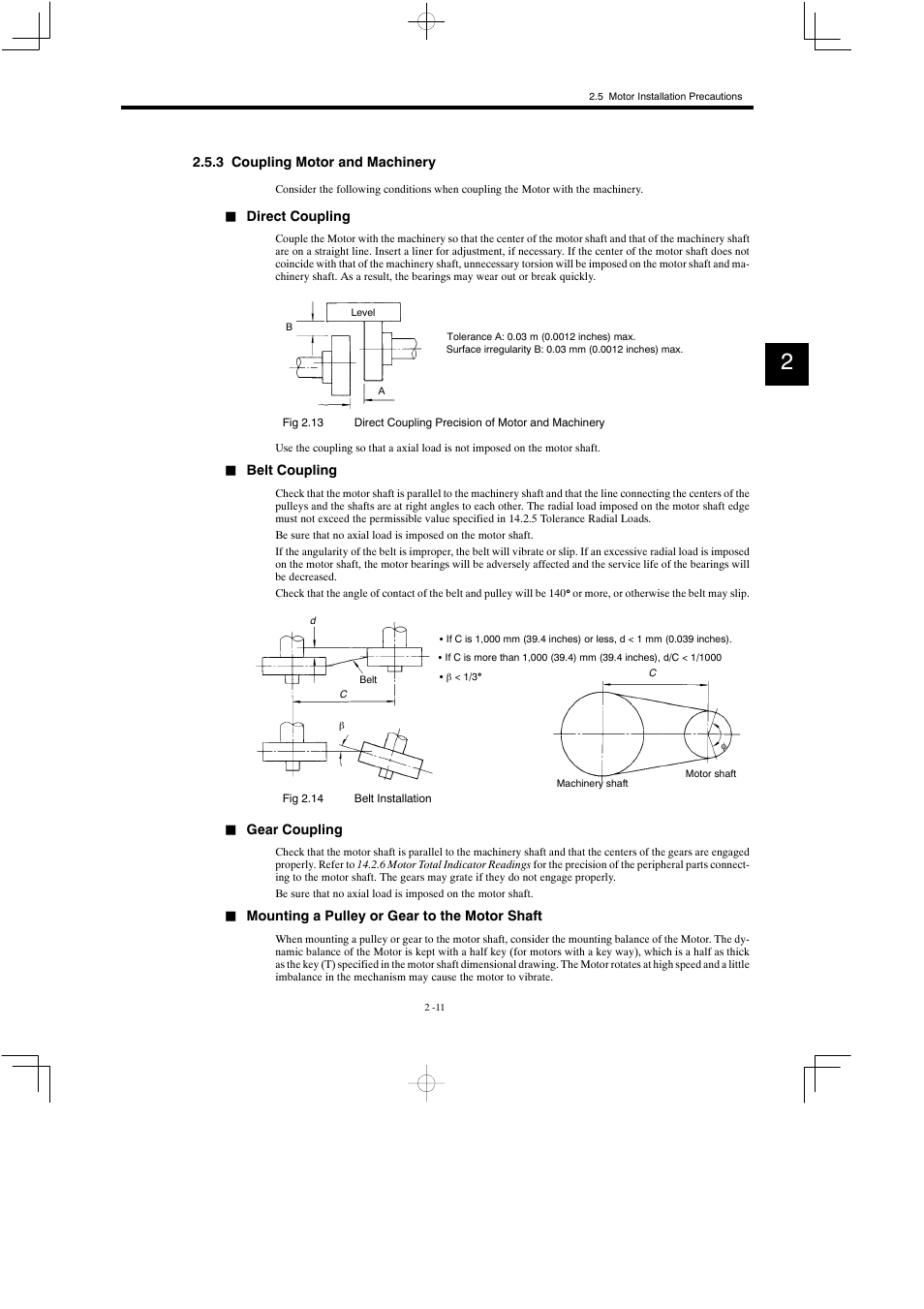 3 coupling motor and machinery | Yaskawa Varispeed 626M5 User Manual | Page 40 / 305