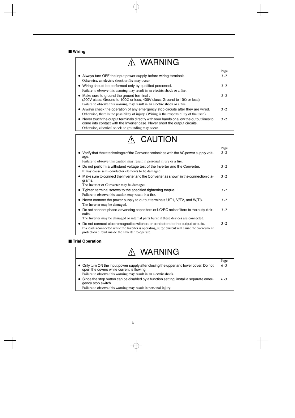 Warning, Caution | Yaskawa Varispeed 626M5 User Manual | Page 5 / 305