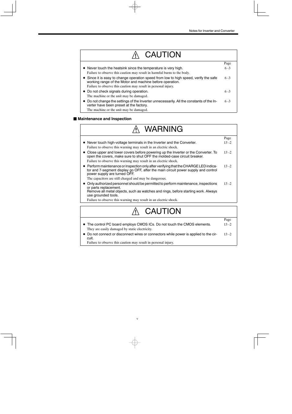 Caution, Warning | Yaskawa Varispeed 626M5 User Manual | Page 6 / 305