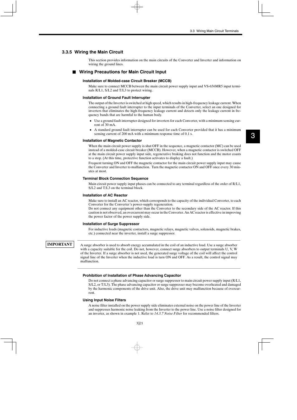 5 wiring the main circuit | Yaskawa Varispeed 626M5 User Manual | Page 61 / 305