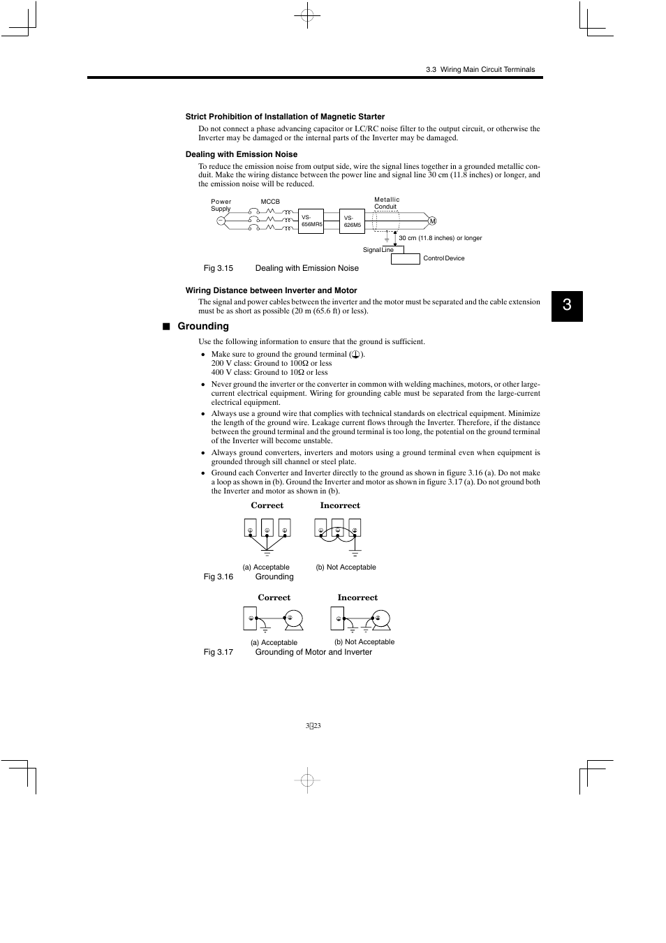 Grounding | Yaskawa Varispeed 626M5 User Manual | Page 63 / 305