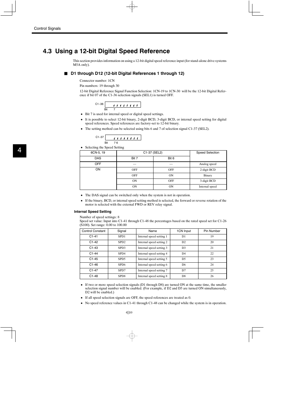 3 using a 12-bit digital speed reference | Yaskawa Varispeed 626M5 User Manual | Page 85 / 305