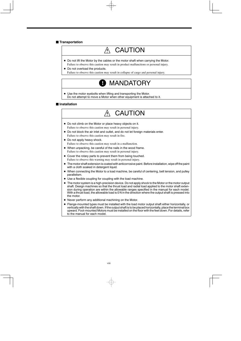 Caution, Mandatory | Yaskawa Varispeed 626M5 User Manual | Page 9 / 305