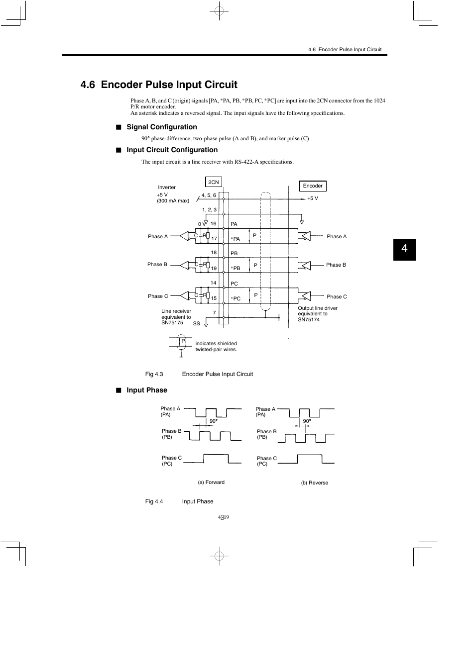 6 encoder pulse input circuit | Yaskawa Varispeed 626M5 User Manual | Page 94 / 305