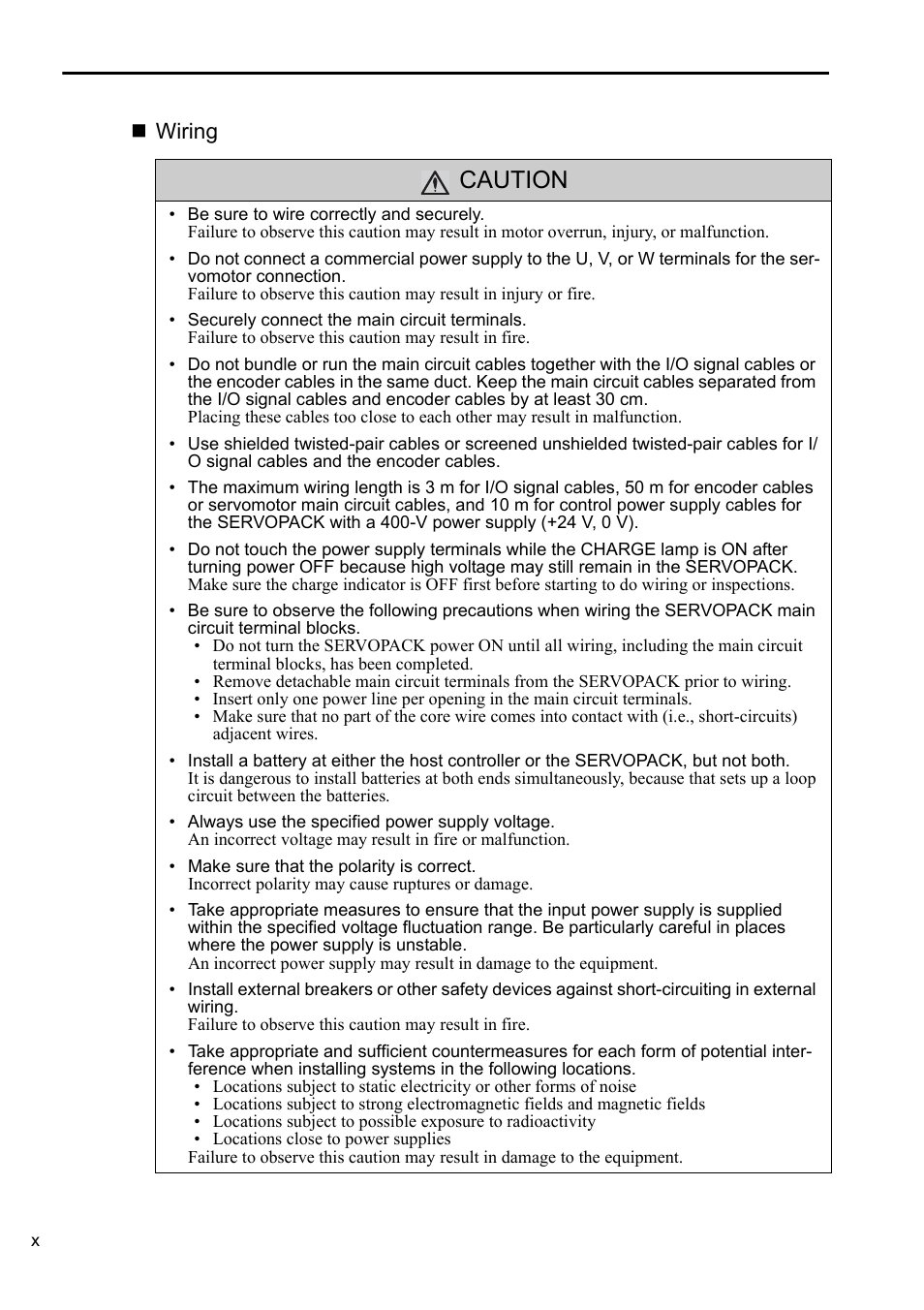 Caution, Wiring | Yaskawa Sigma-5 User Manual: Operation of Digital Operator User Manual | Page 10 / 145